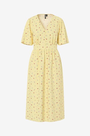 pieces Kjole pcTala SS Midi Dress Noos BC Gul