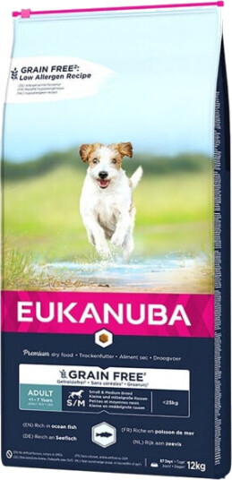 Eukanuba Tørrfôr til Hund 12 kg - Grain Free - Havfisk for Små og Middels Raser