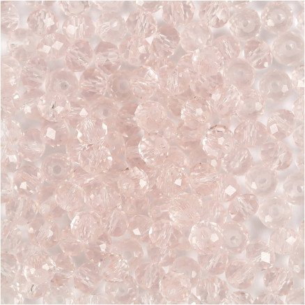 Diverse Facettperler dia 4 mm hullstr 1 mm lys rosa 45 stk 1 pk