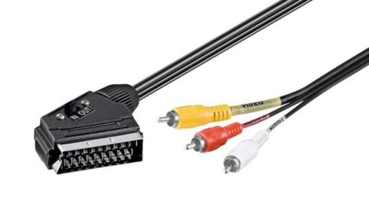 Kabel SCART-3xRCA med bryter 15 m