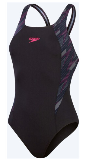 Speedo badedrakt til damer - Hyperboom Splice Muscleback - Svart/rosa Speedo badedrakt til damer - Hyperboom Splice Muscleback - Svart/rosa