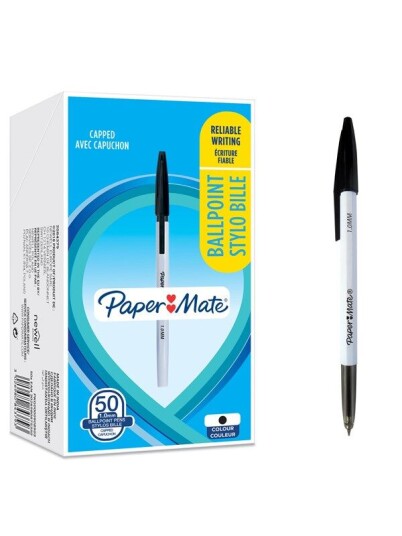 Paper Mate 045 Ballpoint Pens  Medium Point 1.0 mm  Svart Ink  50 Count
