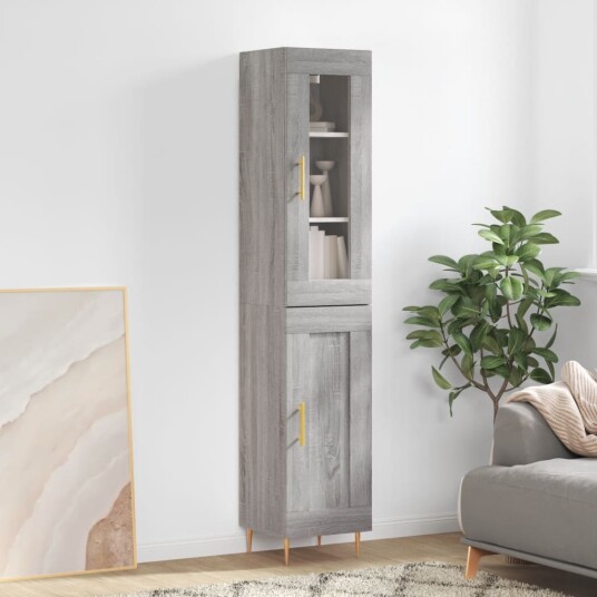 vidaXL Highboard grå sonoma 34,5x34x180 cm konstruert tre 8720845489090 vidaXL Highboard grå sonoma 34,5x34x180 cm konstruert tre 8720845489090