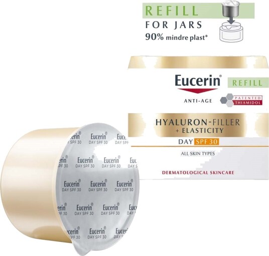 Eucerin Hyaluron-Filler + Elasticity Dagkrem SPF30 50 ml Refill for Bærekraftig Hudpleie Eucerin Hyaluron-Filler + Elasticity Dagkrem SPF30 50 ml Refill for Bærekraftig Hudpleie