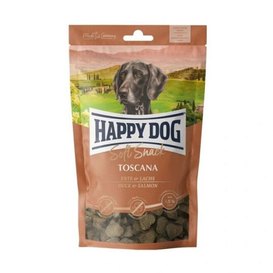 Happy Dog Toscana Mykt Hundegodteri 100 g med And og Laks