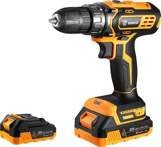 Deko Tools Batteridrill 20v Med 2 Batterier Gul Deko Tools Batteridrill 20v Med 2 Batterier Gul