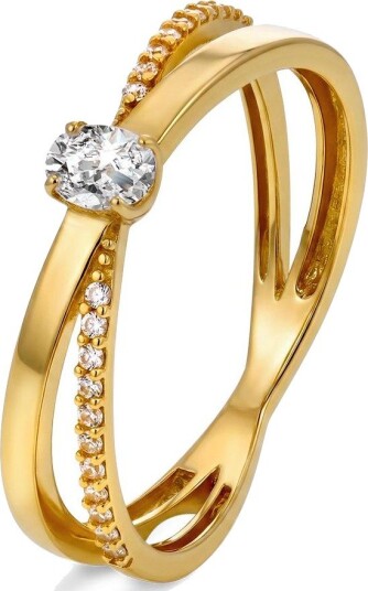 Pan Jewelry Ring gult gull med zirk størrelse Ring gult gull med zirk Str. 54