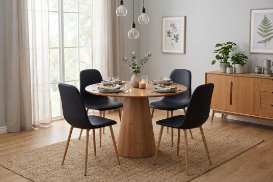 Siena spisegruppe rund 110 cm eik med 4 Nibe spisestoler - Eik