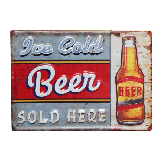 Veggskilt Ice cold beer sold here Veggskilt Ice cold beer sold here