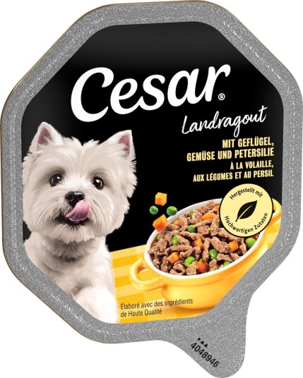 Cesar Våtfôr Megapakke Skål Landragout Med Fjærkre Grønnsaker Og Persille I Saus 56 X 150 G