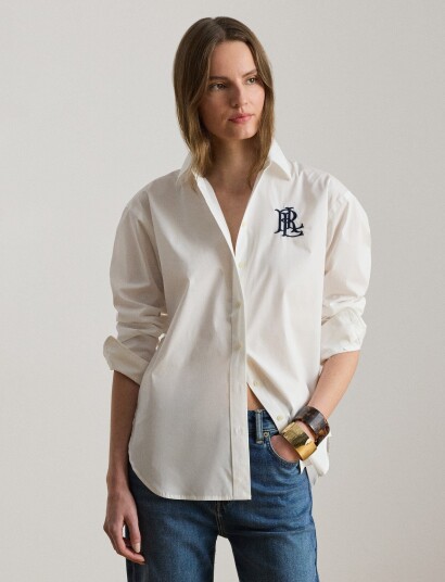 Lauren Ralph Lauren Relaxed Fit Stretch Cotton Shirt White S