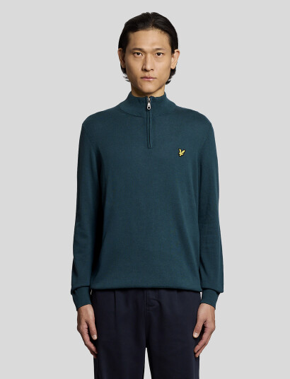 Lyle & Scott Cotton Quarter Zip Jumper - Green - L