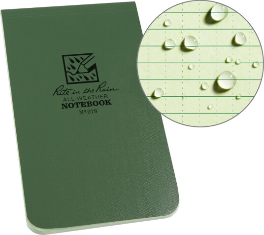 Liten vannfast notatblokk Rite In the Rain No978 Green