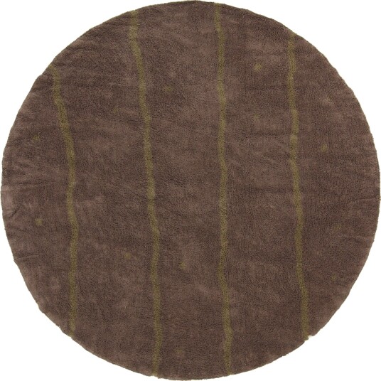 Rundt teppe Leora Natural Cotton Shaggy brun/oliven Størrelse: Ø 240 cm
