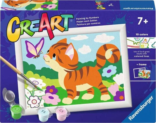 Ravensburger CreArt Male etter nummer 7+ år Katt med sommerfugl