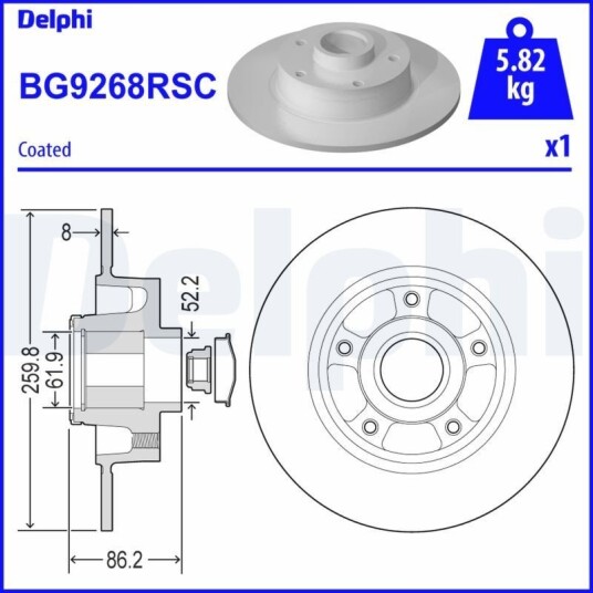 Bremseskive DELPHI BG9268RSC