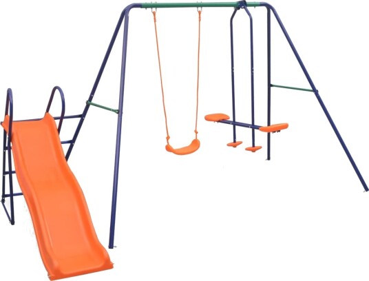 Huskesett med sklie og 3 seter oransje Huskesett med sklie og 3 seter oransje