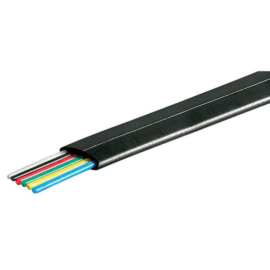 Goobay 100m Flat Telefonkabel 6-pin Svart