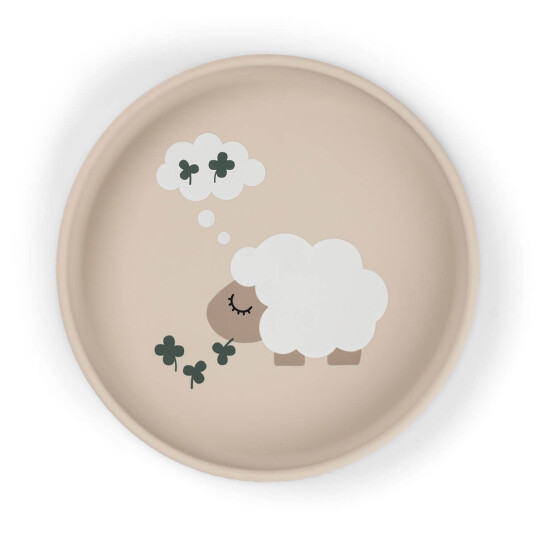 Done by Deer Silicone Stick&Stay Plate Tiny Farm Sand Beige Ø 18X H 3CM