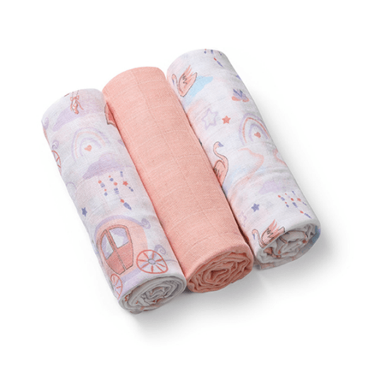 Babyono  Muslin Kluter  3 stk  70x70cm  Prinsesse Rosa