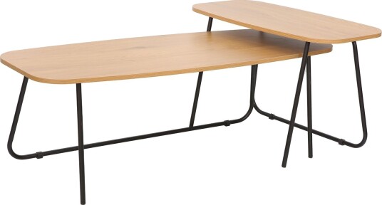 Sofabord HOME4YOU Duo 2 stk. 120x48x40 cm 75x40xh48 cm Ask/svart - ask/svart