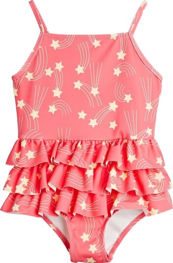 Mini Rodini Badedrakt UV40+ Stjernefall Rosa Mini Rodini 4 5 år 104 110 Badetøy