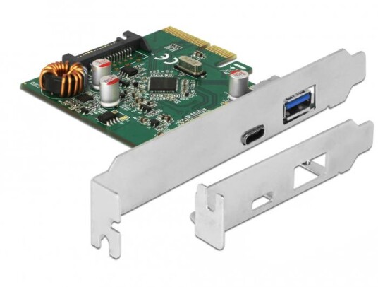DELOCK PCI Express Karte zu 1 x extern USB Type-Câ?¢ Buchse + 1 x extern USB Typ-A Buchse SuperSpeed USB 10 Gbps  USB 3.1 Gen 2 