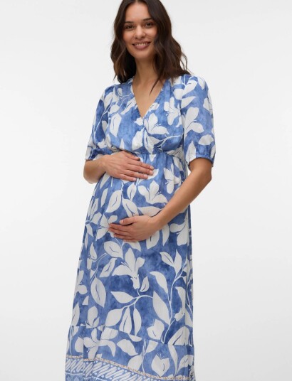 Mamalicious Mlmalikka Tess 2/4 Wo Midi Dress 2F Multi/patterned M