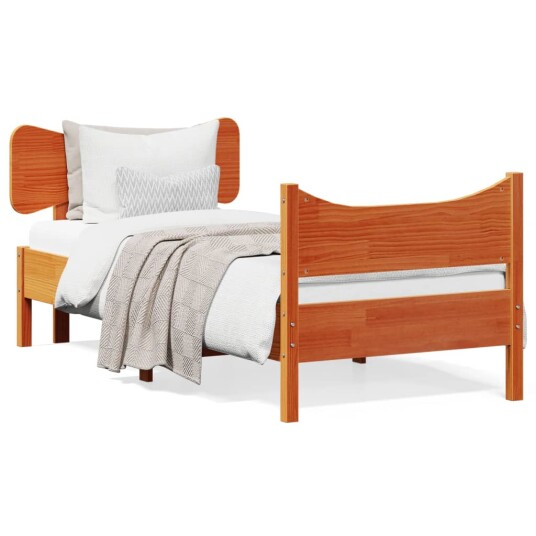 Sengeramme med hodegavl voksbrun 75x190 cm heltre furu 8721012455092