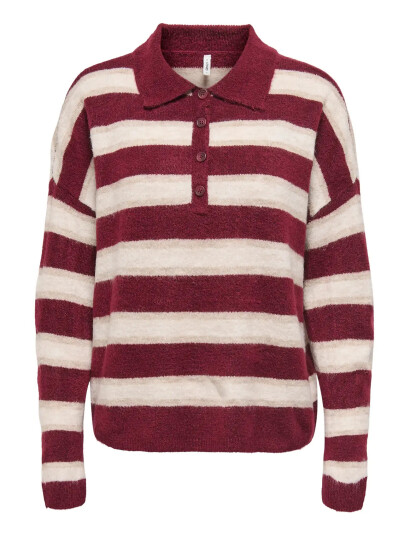 ONLY Onltalio Ls Polo Neck Bf Knt - Red - S ONLY Onltalio Ls Polo Neck Bf Knt - Red - S
