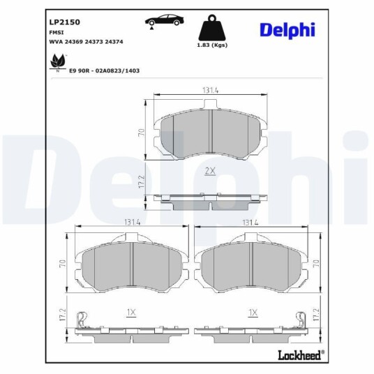 Bremseklosser DELPHI LP2150