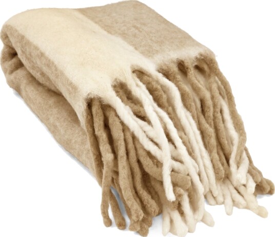Tepper Ullmixpledd Beatriz Stripe beige/hvit Størrelse: 130 x 170 cm Tepper Ullmixpledd Beatriz Stripe beige/hvit Størrelse: 130 x 170 cm