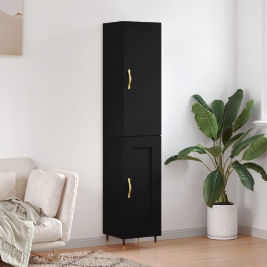 vidaXL Highboard svart 34,5x34x180 cm konstruert tre 8720845485122