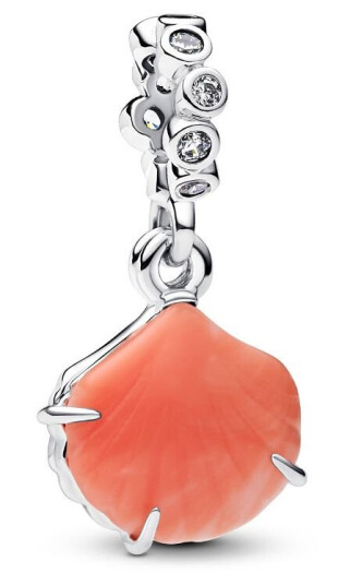 Pandora Moments Charm i 925 sølv med zirkonia og imitert korall