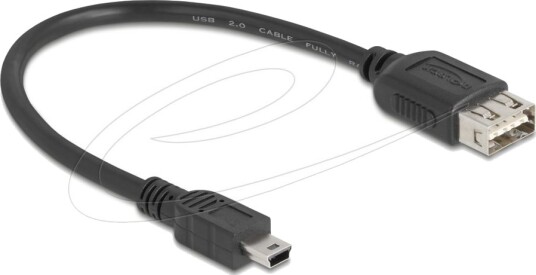 Delock Usb Kabel Mini Usb Type B Hann Til Usb Hunn Reversibel Usb 2.0 20 Cm Easy Usb Svart