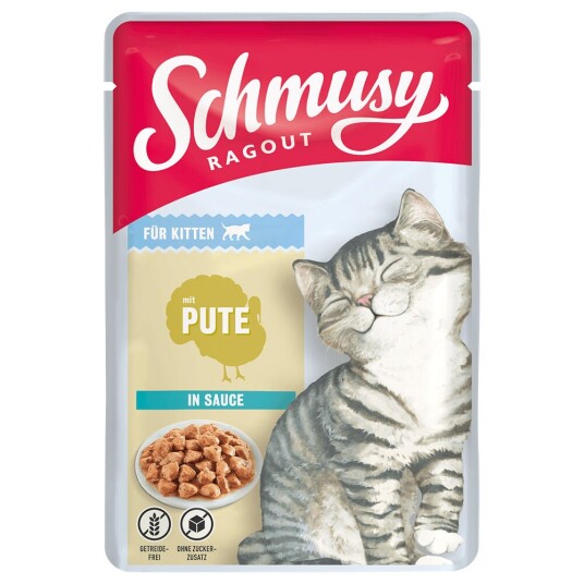 Schmusy Ragout Kitten I Saus 22 X 100 G Kalkun