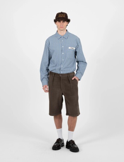 Prohibited Podium Double Pleated Shorts Brown Brown M Prohibited Podium Double Pleated Shorts Brown Brown M