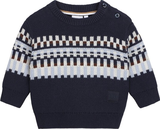 BOSS Genser Strikk Navy m. Mønster BOSS 3 år (98) Genser Marineblå