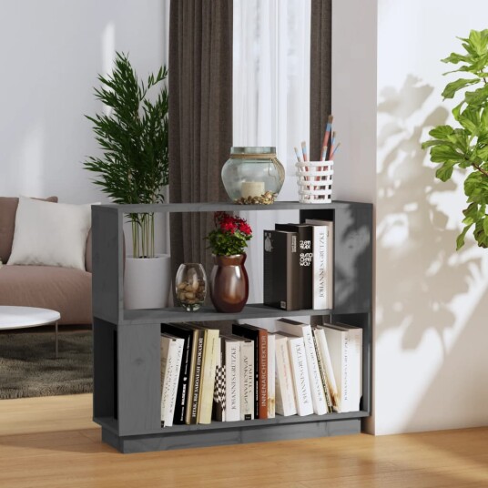 vidaXL Bokhylle/romdeler gr? 80x25x70 cm heltre furu