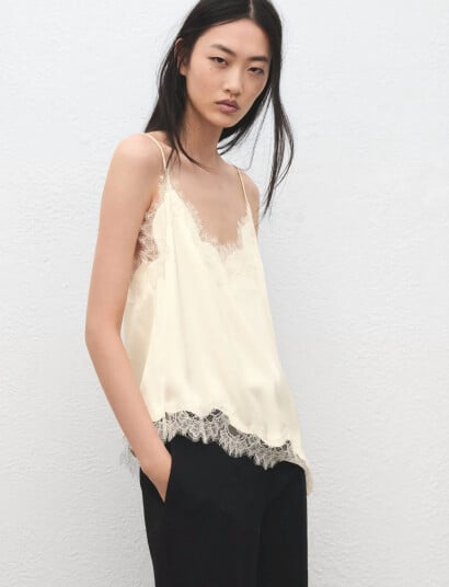 Mango Lace Top   Cream   S