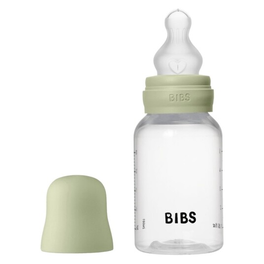 BIBS 150ml Tåteflaske Rund Silikon Slow Flow Sage - BPA-fri