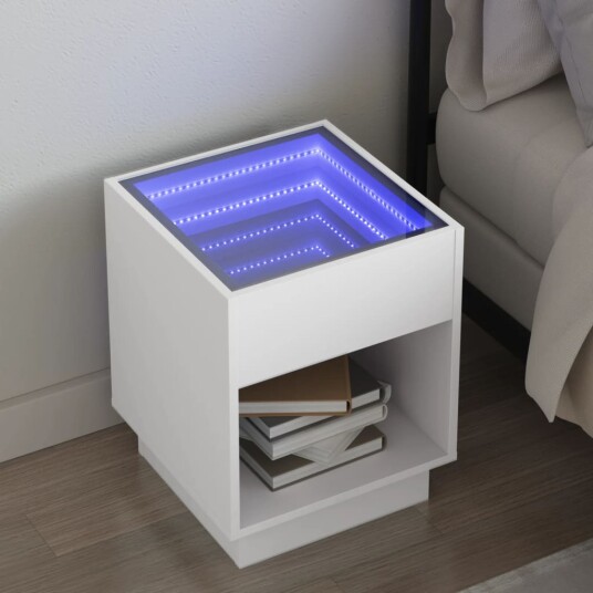Salongbord med Infinity LED hvit 40x40x50 cm 3284077