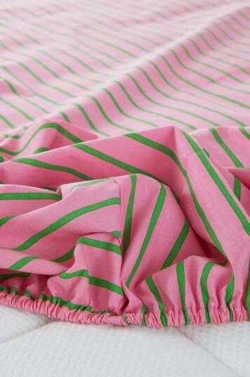 Sima MINI stretchlaken krybbe økologisk Rosa/grønn