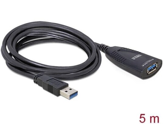 Luxorparts 5 m Aktiv USB 3.0-forlengelseskabel A-A Svart Luxorparts 5 m Aktiv USB 3.0-forlengelseskabel A-A Svart