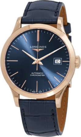 Longines Herreklokke L2.820.8.92.2 Record Blå/Lær Ø38.5 mm