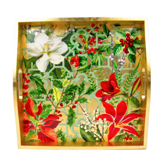 Christmas Floral Square Lacquer Trays