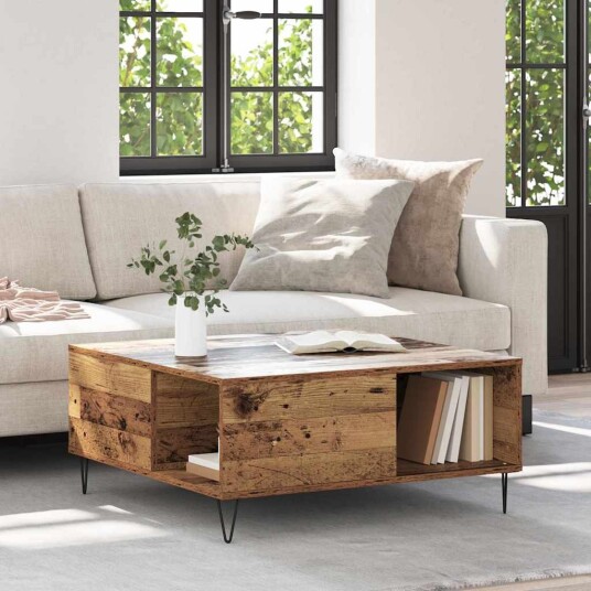 vidaXL Kaffebord Gammelt tre 80 x 80 x 36.5 cm Konstruert tre