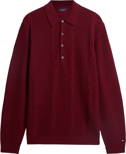 Tommy Hilfiger Ny Wool Cable L/S Polo Burgundy L