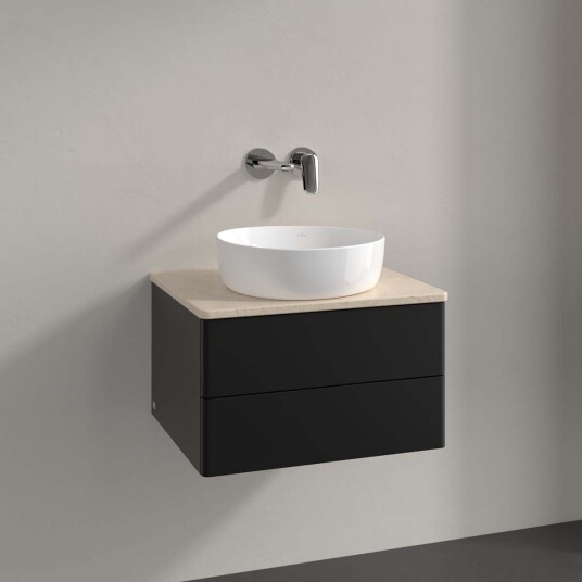 Villeroy & Boch Antao Servantskap med 2 skuffer 60x50x36 cm m/lys Sort Matt/Crème