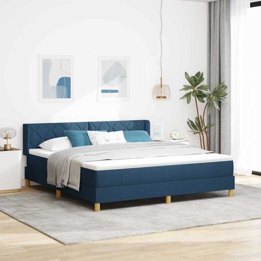  Boksfjær seng med madrass blå 180x200 cm tekstil